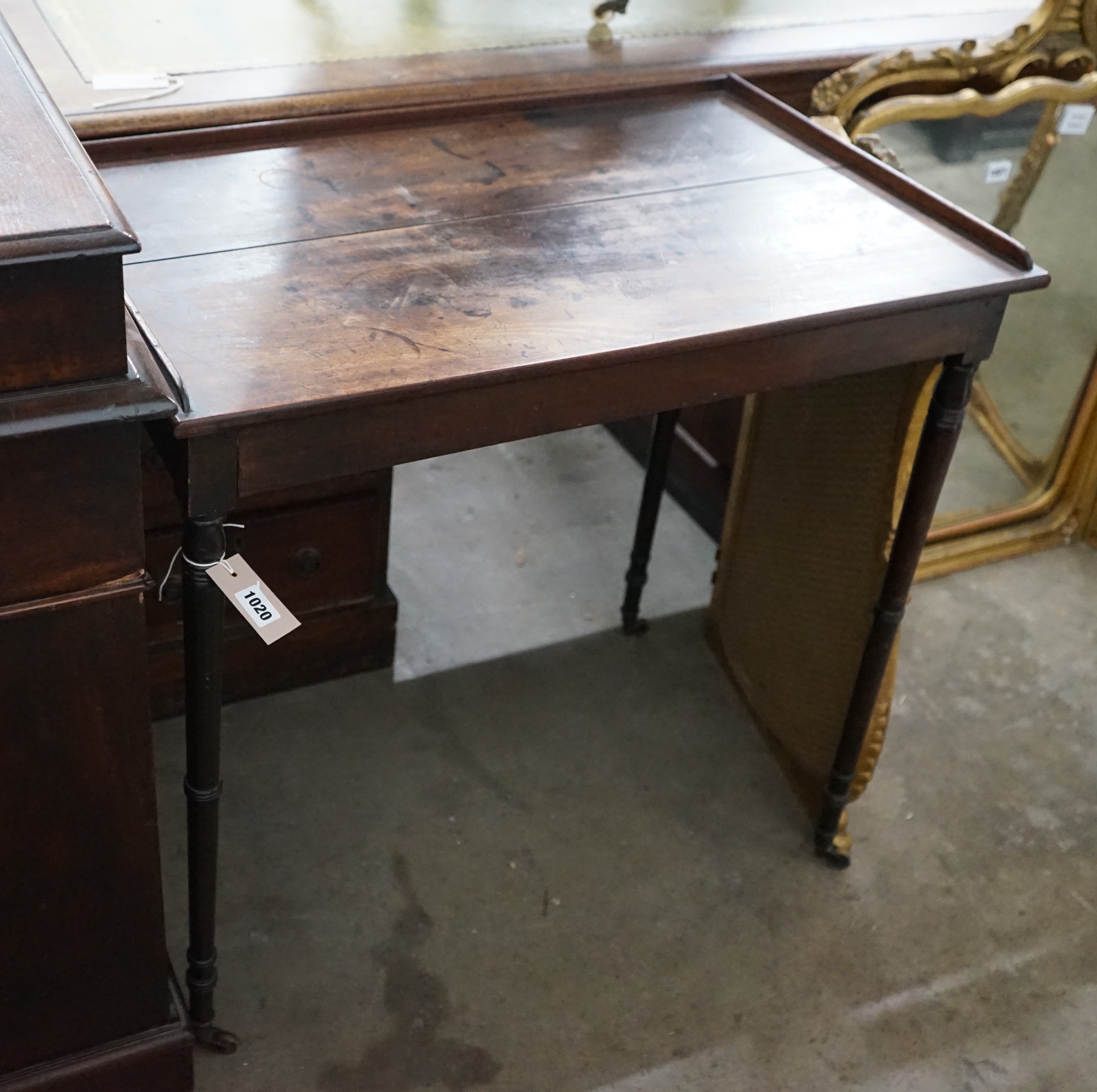 A Regency rectangular mahogany side table, width 74cm, depth 48cm, height 74cm